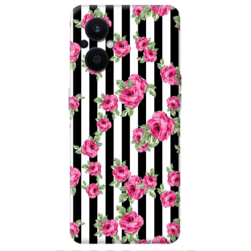 Oppo Reno 7 Lite Roses and black line Transparent Silicone TPU Θήκη