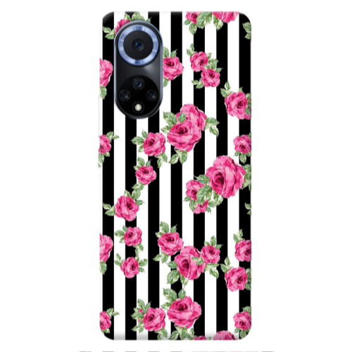 Huawei Nova 9 Roses and black line Transparent Silicone TPU Θήκη
