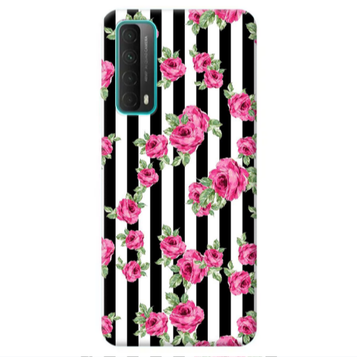 Huawei P Smart 2021 Roses and black line Transparent Silicone TPU Θήκη