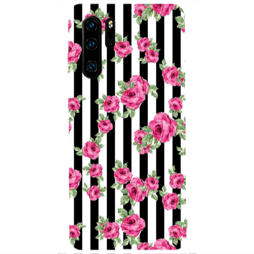 Huawei P30 Pro Roses and black line Transparent Silicone TPU Θήκη
