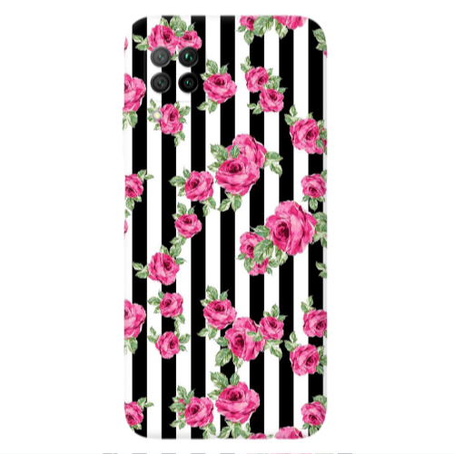 Huawei P40 Lite Roses and black line Transparent Silicone TPU Θήκη