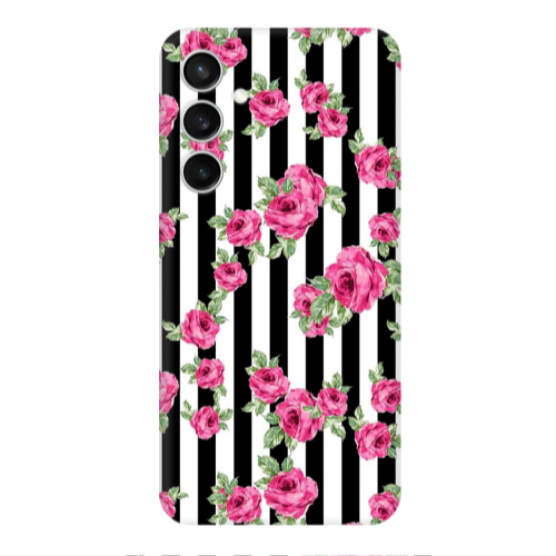 Samsung S23FE Roses and black line Transparent Silicone TPU Θήκη