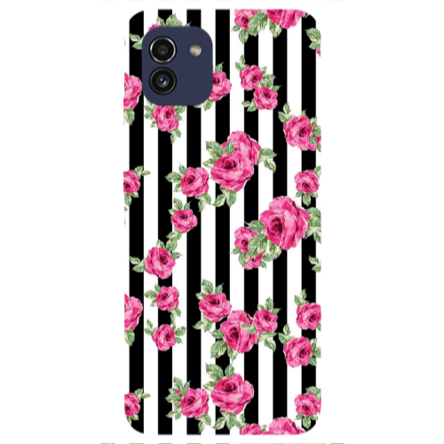 Samsung A03 Roses and black line Transparent Silicone TPU Θήκη
