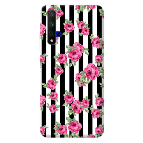 Huawei Nova 5 T Roses and black line Transparent Silicone TPU Θήκη