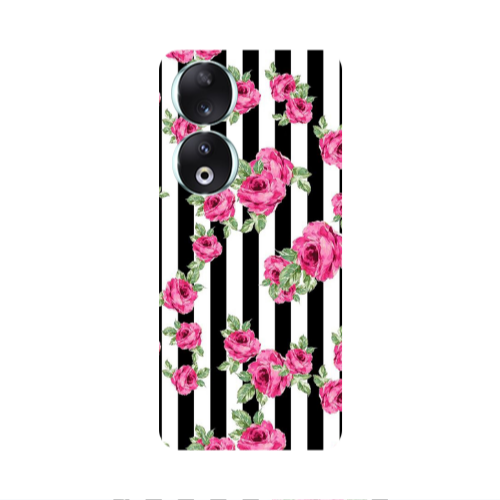 Honor 90 5G Roses and black line Transparent Silicone TPU Θήκη