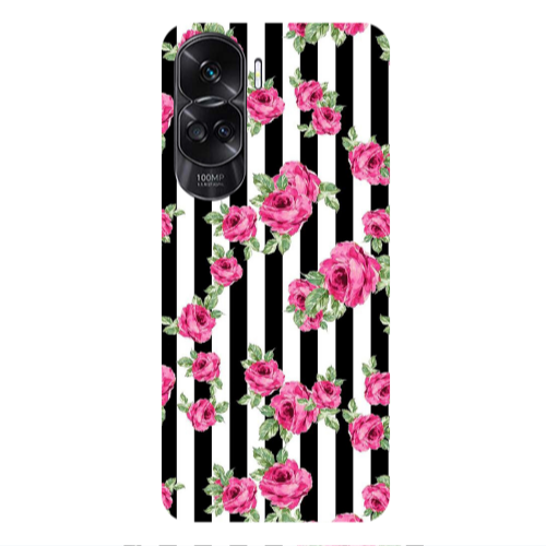 Honor 90 Lite 5G Roses and black line Transparent Silicone TPU Θήκη