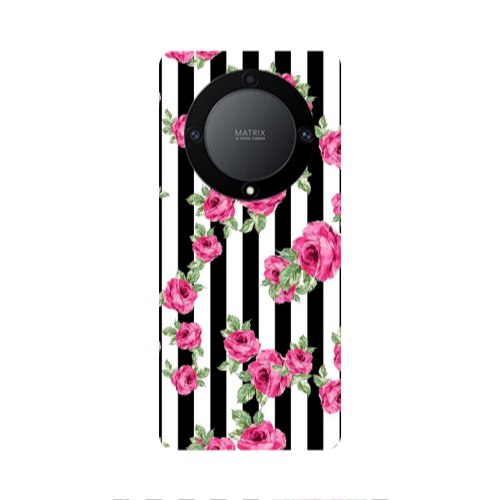 Honor Magic5 Lite 5G Roses and black line Transparent Silicone TPU Θήκη