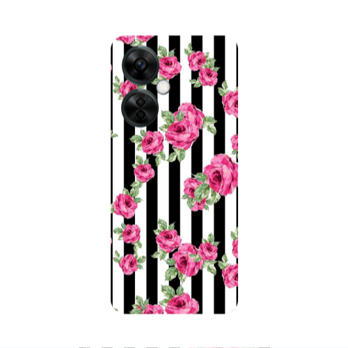 Oneplus Nord CE 3 Lite 5G Roses and black line Transparent Silicone TPU Θήκη