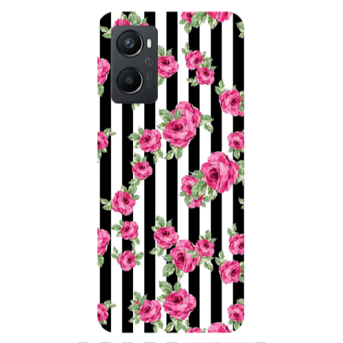 Oppo A 96 Roses and black line Transparent Silicone TPU Θήκη