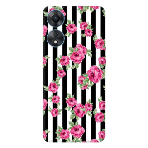 Oppo A 98 Roses and black line Transparent Silicone TPU Θήκη