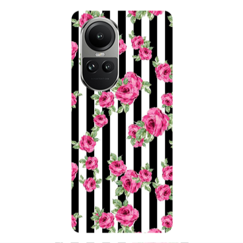 Oppo Reno10 5G Roses and black line Transparent Silicone TPU Θήκη