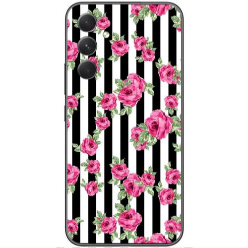 Samsung Galaxy A25 Roses and black line Transparent Silicone TPU Θήκη