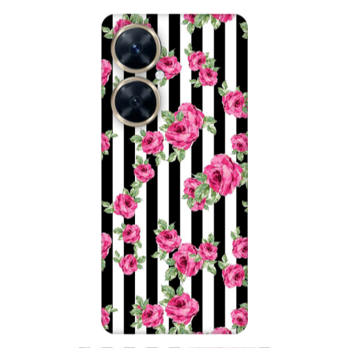 Huawei Nova 11i Roses and black line Transparent Silicone TPU Θήκη