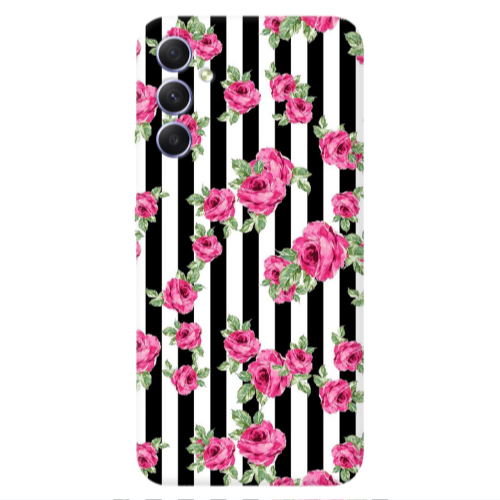 Samsung A25 Roses and black line Transparent Silicone TPU Θήκη