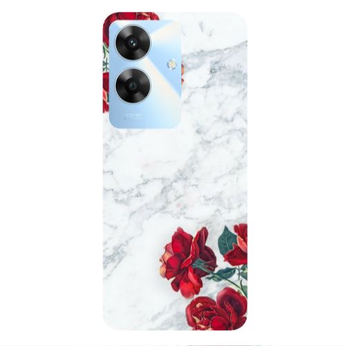 Realme Note 60 red roses marble Transparent Silicone TPU Θήκη