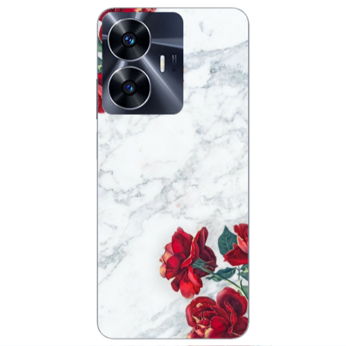 Realme Note 50 red roses marble Transparent Silicone TPU Θήκη