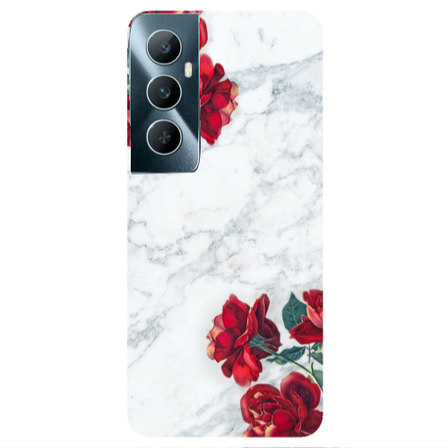 Realme C65 red roses marble Transparent Silicone TPU Θήκη