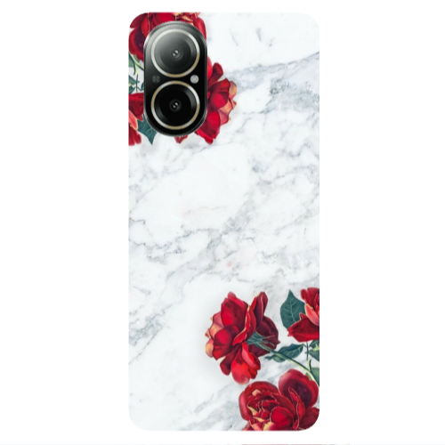 Realme C67 red roses marble Transparent Silicone TPU Θήκη