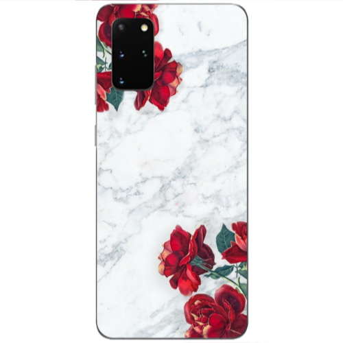 Samsung S20 Plus red roses marble Transparent Silicone TPU Θήκη