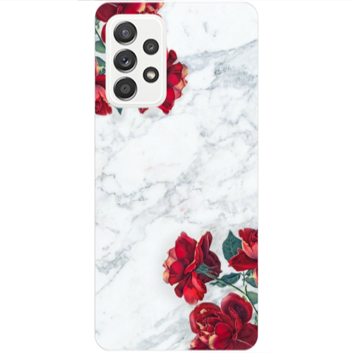 Samsung A33 red roses marble Transparent Silicone TPU Θήκη