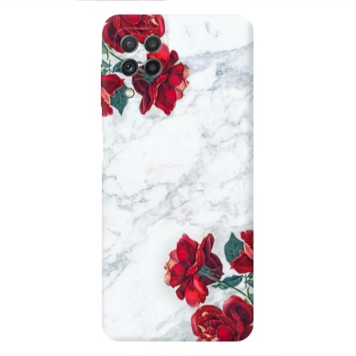 Samsung A22 4G red roses marble Transparent Silicone TPU Θήκη