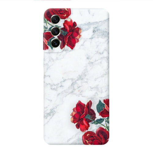 Samsung S21 FE red roses marble Transparent Silicone TPU Θήκη