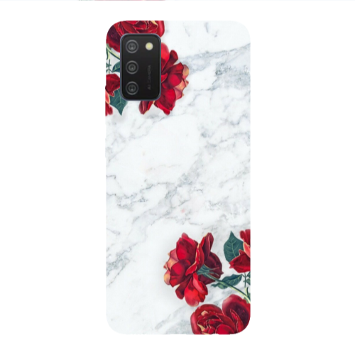 Samsung A03S red roses marble Transparent Silicone TPU Θήκη