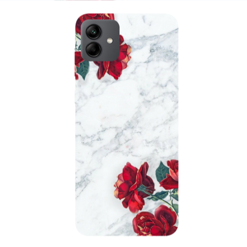 Samsung A04 red roses marble Transparent Silicone TPU Θήκη
