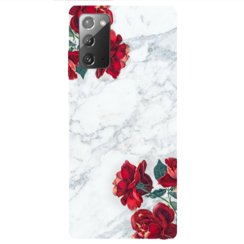 Samsung Note 20 red roses marble Transparent Silicone TPU Θήκη