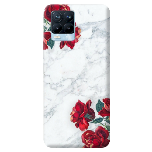 Realme 8 Pro red roses marble Transparent Silicone TPU Θήκη