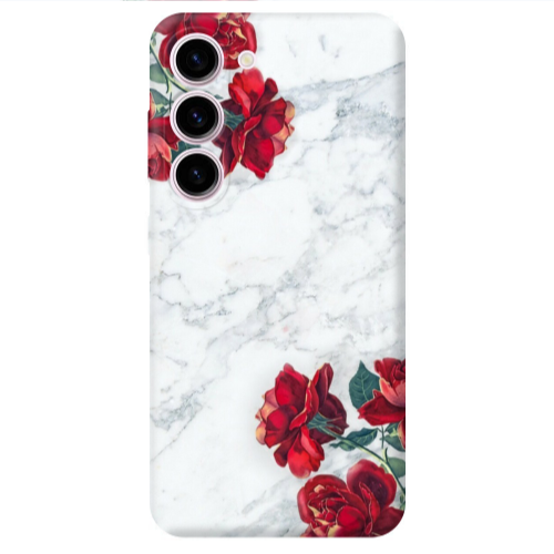 Samsung S23 Plus red roses marble Transparent Silicone TPU Θήκη