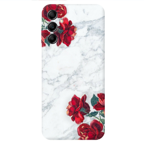 Samsung A24 red roses marble Transparent Silicone TPU Θήκη