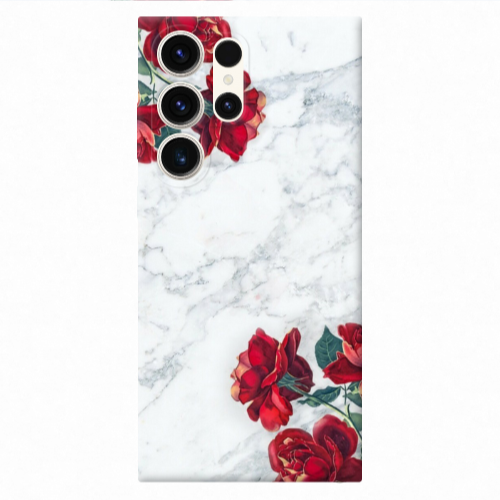 Samsung S23 Ultra red roses marble Transparent Silicone TPU Θήκη