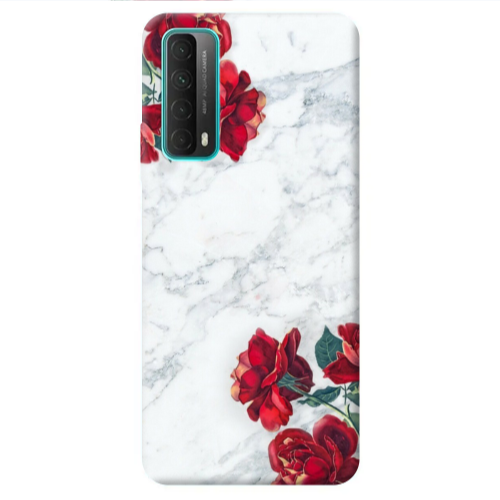 Huawei P Smart 2021 red roses marble Transparent Silicone TPU Θήκη