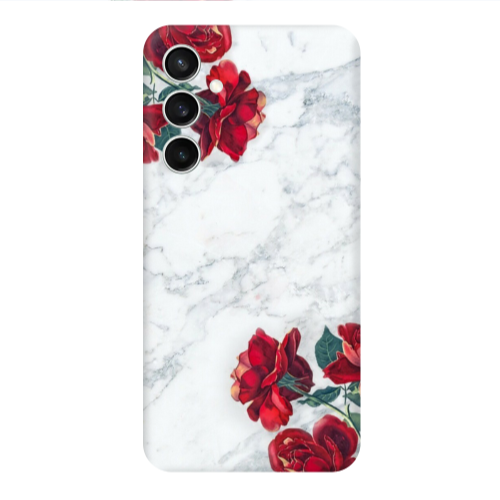 Samsung S23FE red roses marble Transparent Silicone TPU Θήκη