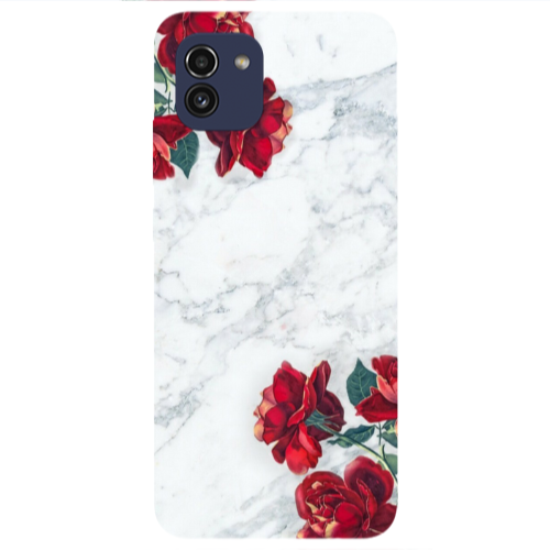 Samsung A03 red roses marble Transparent Silicone TPU Θήκη