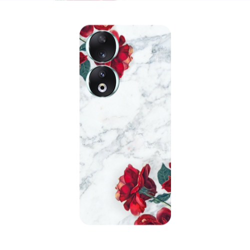 Honor 90 5G red roses marble Transparent Silicone TPU Θήκη