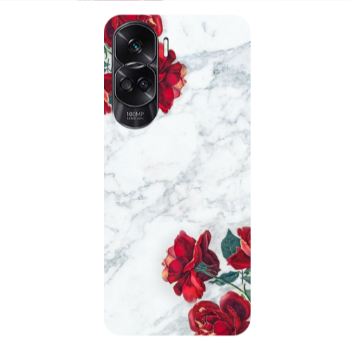 Honor 90 Lite 5G red roses marble Transparent Silicone TPU Θήκη