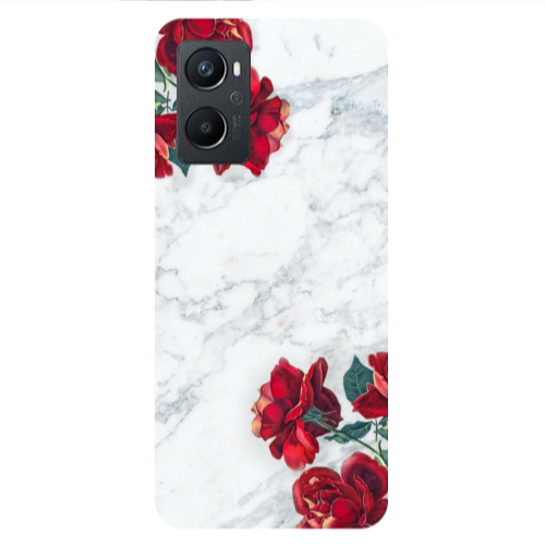 Oppo A 96 red roses marble Transparent Silicone TPU Θήκη