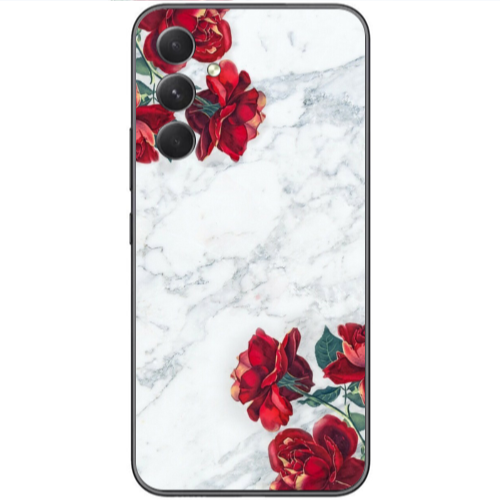 Samsung Galaxy A25 red roses marble Transparent Silicone TPU Θήκη