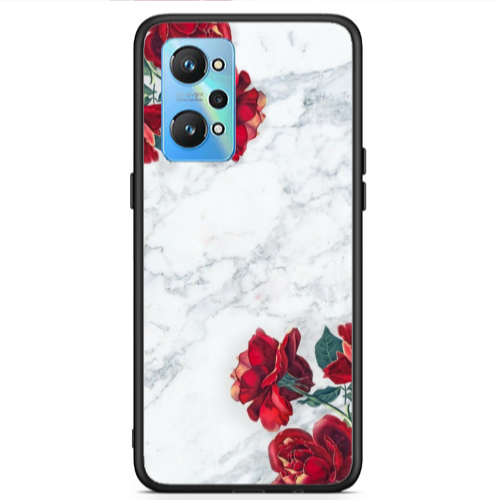 Realme Gt Neo 2 red roses marble Black Glossy Θήκη