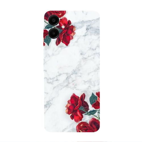 Samsung A06 red roses marble Transparent Silicone TPU Θήκη