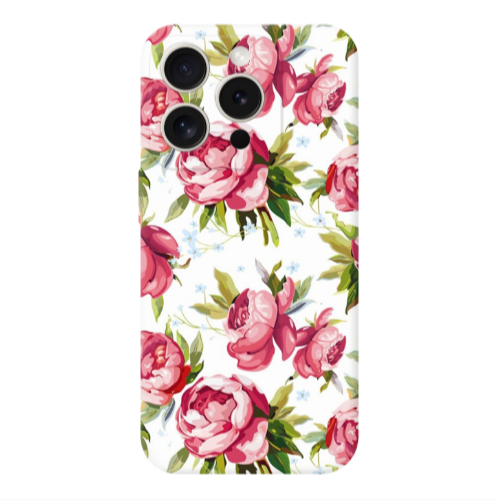 Apple Iphone 16 Pro Pink Roses Transparent Silicone TPU Θήκη