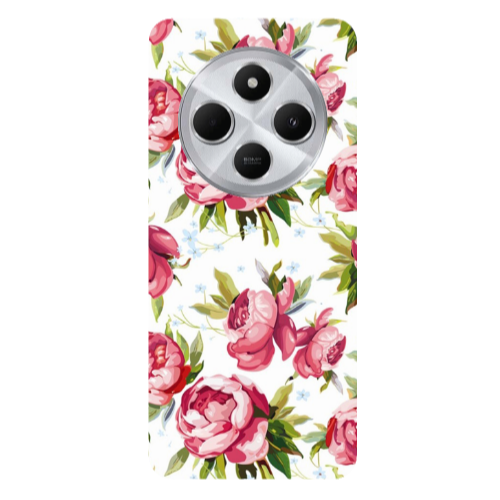 Xiaomi Redmi 14c Pink Roses Transparent Silicone TPU Θήκη