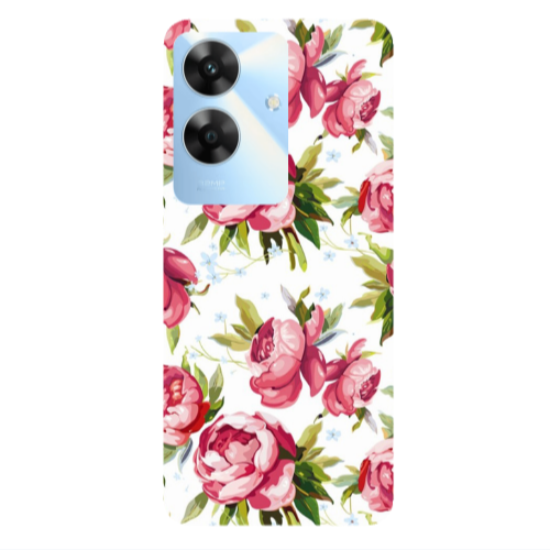 Realme Note 60 Pink Roses Transparent Silicone TPU Θήκη