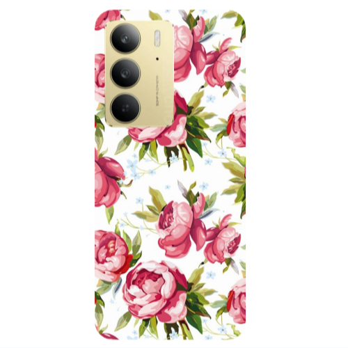 Realme C 75 Pink Roses Transparent Silicone TPU Θήκη