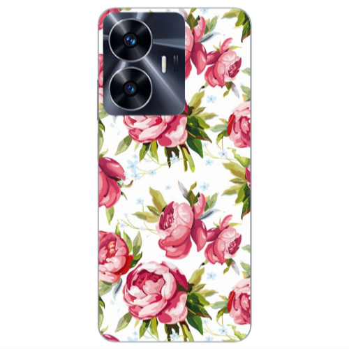 Realme Note 50 Pink Roses Transparent Silicone TPU Θήκη