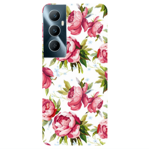 Realme C65 Pink Roses Transparent Silicone TPU Θήκη