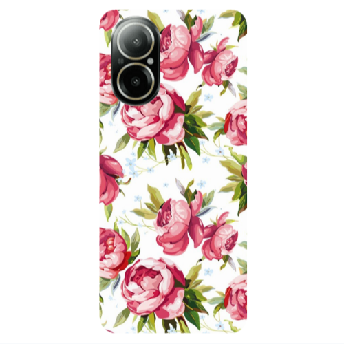 Realme C67 Pink Roses Transparent Silicone TPU Θήκη