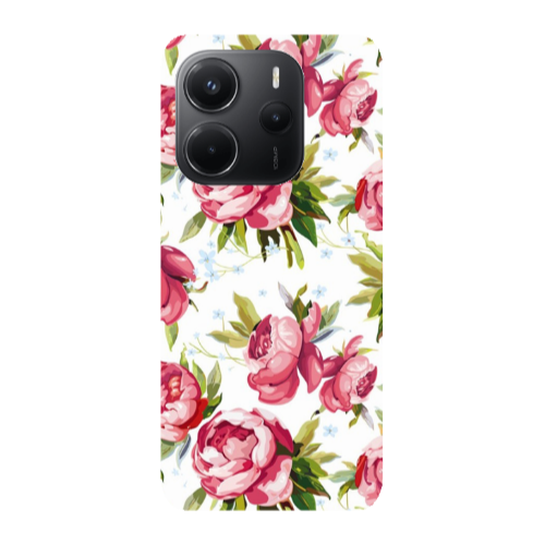 Xiaomi Redmi Note 14 Pink Roses Transparent Silicone TPU Θήκη